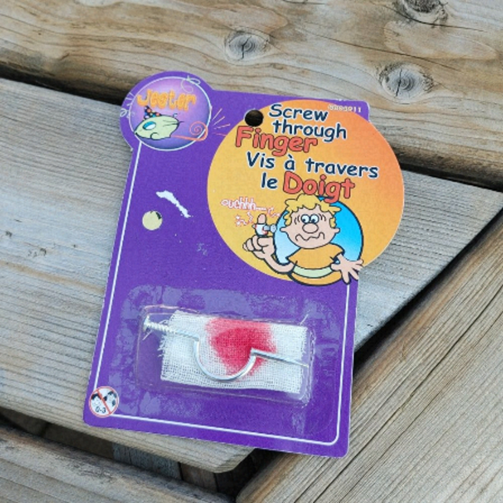 SILLY Screw through Finger GAG Gift Toy Magic